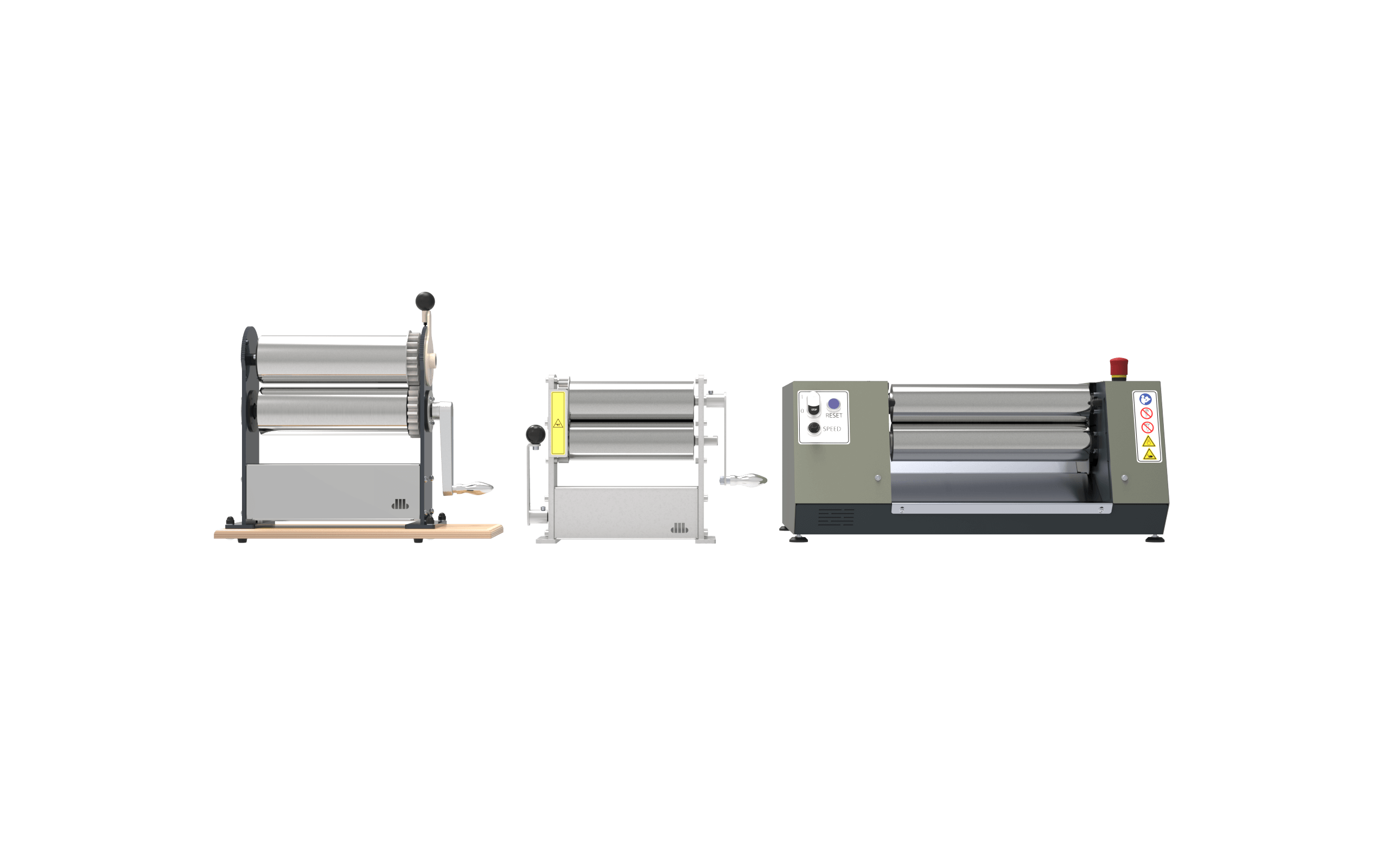 Hand operated two roll mill MW-06 / MW-07 and small electric bench top silicone roller MW-08